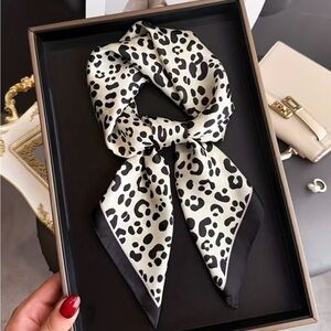 Chic Black and White Animal Print Scarf